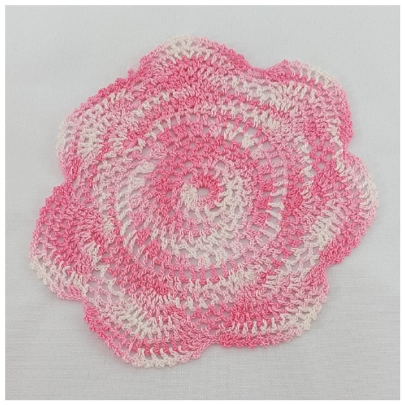 Crochet Ruffled Circle Shape Doily, Approx 4.5" - Picture 2 of 8